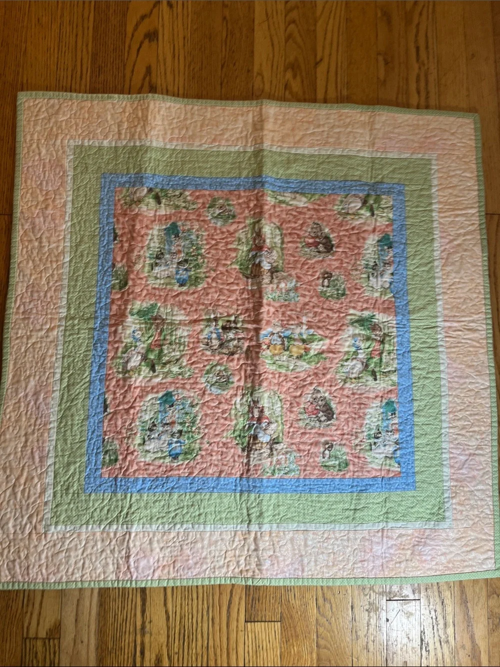 Beatrix Potter Peter Rabbit Handmade Quilt  32”x 32”